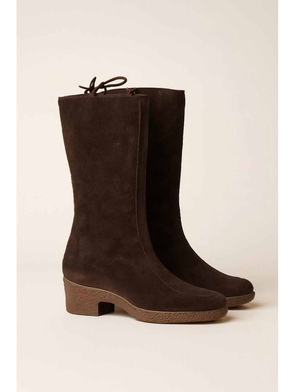 Montana Brown Suede Mid-Calf Boots with Shearling Lining - Made in Hungary - Picture 1 of 6